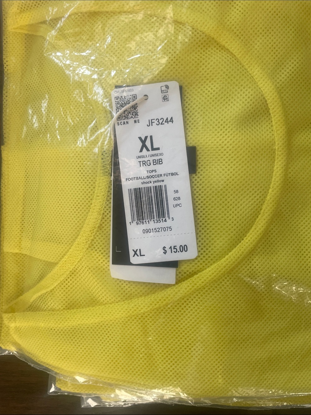Set of 10 Men’s Bright Yellow Training Jersey with Black Adidas Logo - Picture 2 of 2